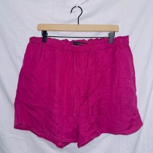 Women's One5One Pink Pull On High Waisted Stretchy Lyocell Shorts size large